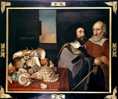 John Tradescant the Younger with Roger Friend and a Collection of Exotic Shells by Thomas de Critz